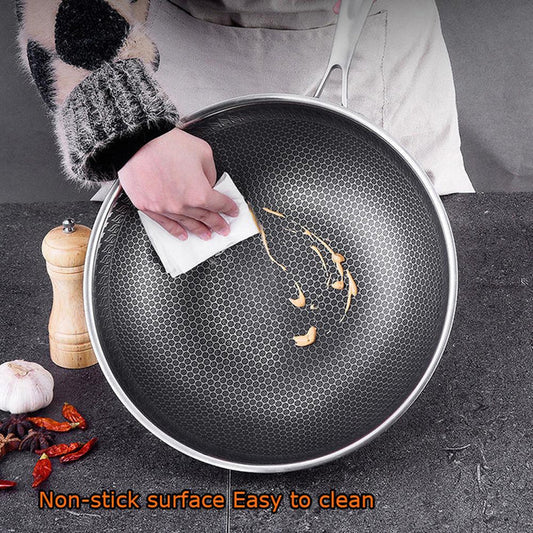 Honeycomb Laser Coated Nonstick Wok With Lid, Karahi